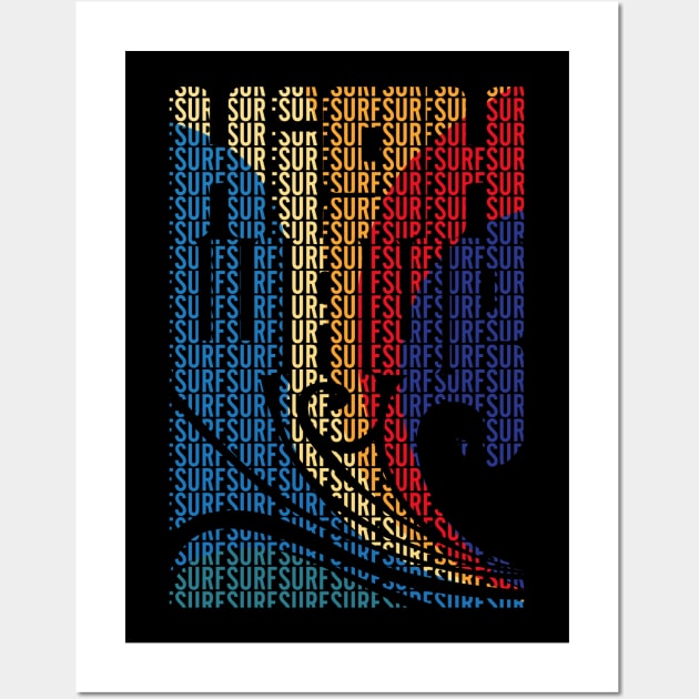 Surf wave colourful Typography Wall Art by SSSD